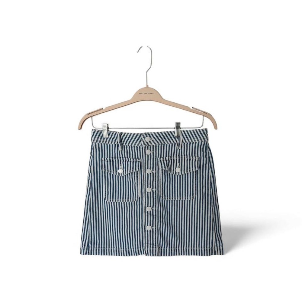 Striped‎ Denim Mini Skirt